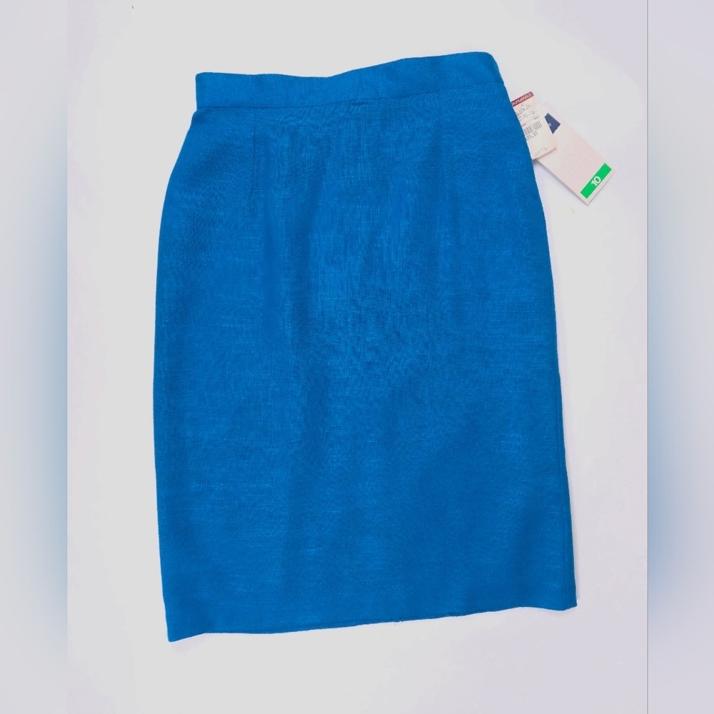 Norton McNaughton Vintage NWT Teal Blue Flax Pencil Skirt Women's XS Deadstock